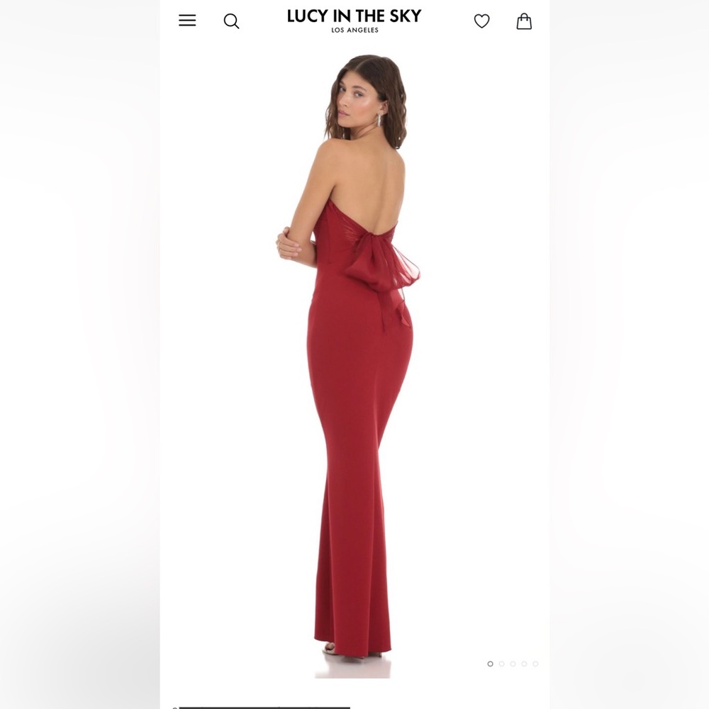Back Bow Strapless Dress - Red